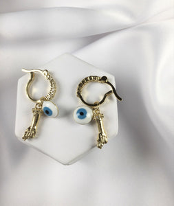 Lucky evil eye charm  earrings 18K Gold Plated