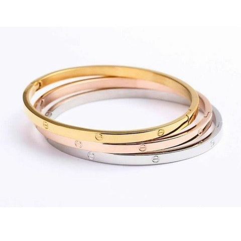Waterproof Inspired THIN  Bangles Screw 18K Gold Plated