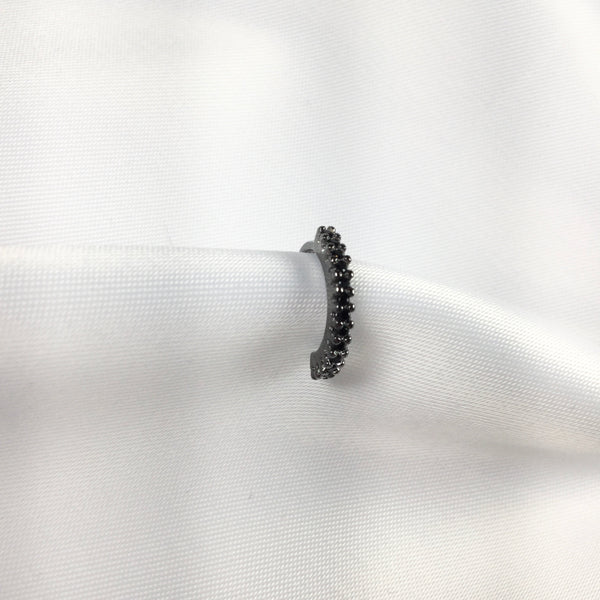 Ear Cuff thin Black Rhodium Black Diamondettes