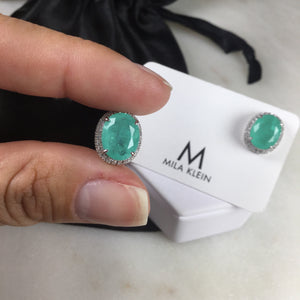 Colombian emerald fusion Oval earrings fusion stone
