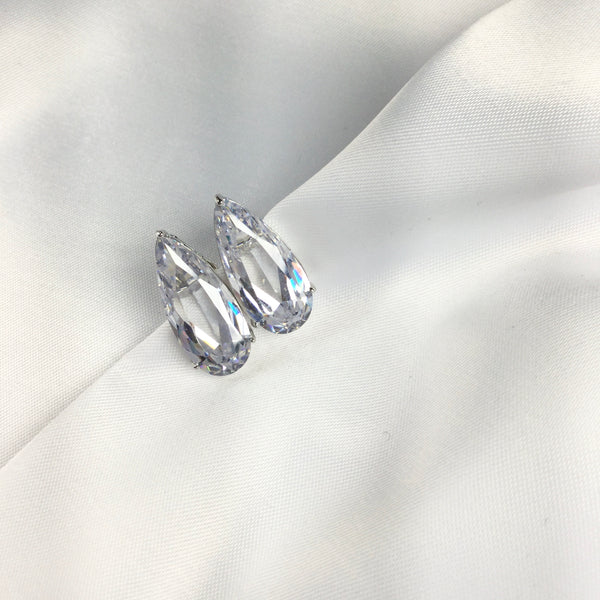 Fancy Pear Shape stud earrings clear Crystal
