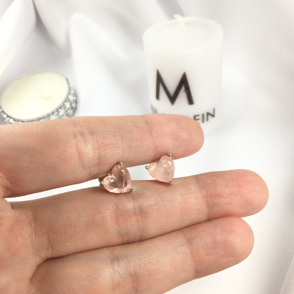 Peach Morganite Fusion Stone Heart Earrings