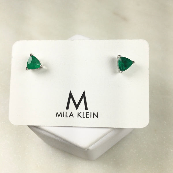 Mini triangle emerald fusion earring