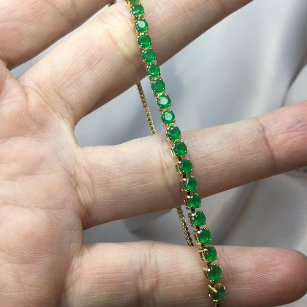 Emerald Fusion Tennis Bracelet 18K Gold Filled
