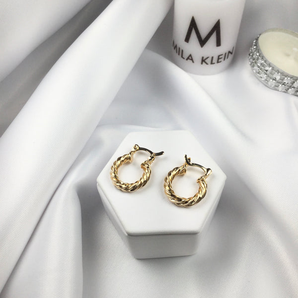 Small Twisted Hoop Earrings 18k Gold Plated