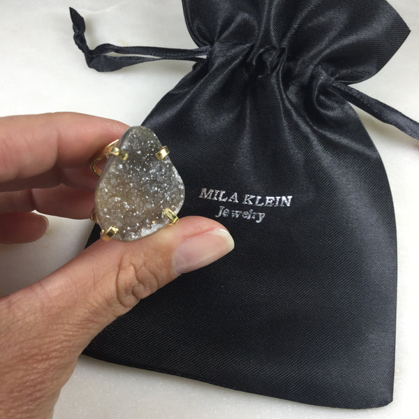 Statement Ombré Druzy 18k Gold plated arc ring adjustable