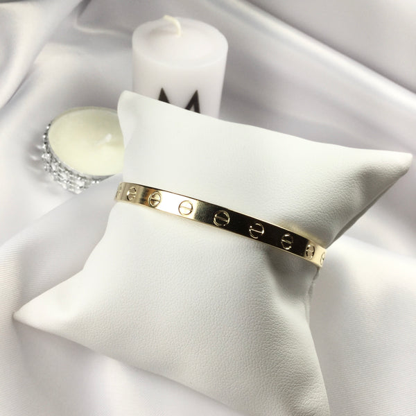 Famous Brand Inspired Screw Half Cuff Bracelet 18k Gold Plated