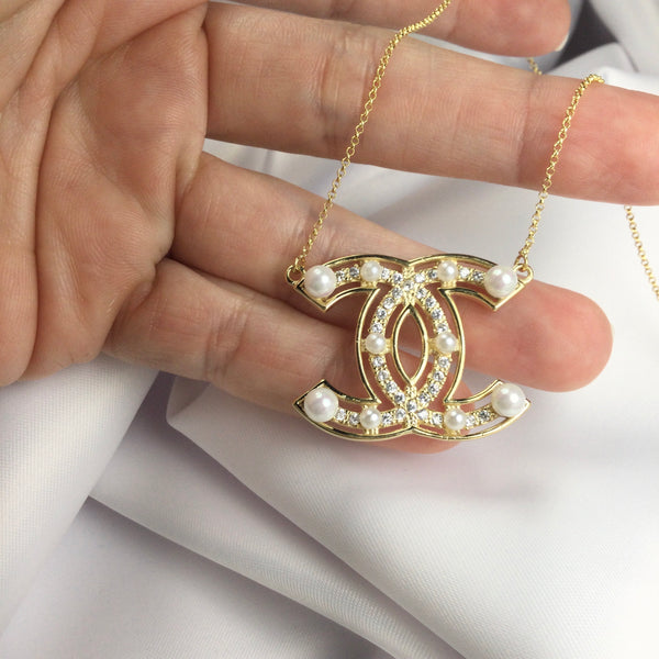 Famous Brand Inspired Necklace Sea Shell Pearl 18k Gold Plated