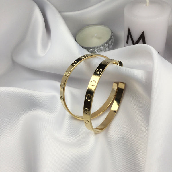 Famous Brand Inspired Hoop Earrings 2”inch 18k Gold Plated