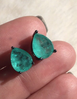 Set Choker + Earring Colombian Emerald drop shape - Mila Klein