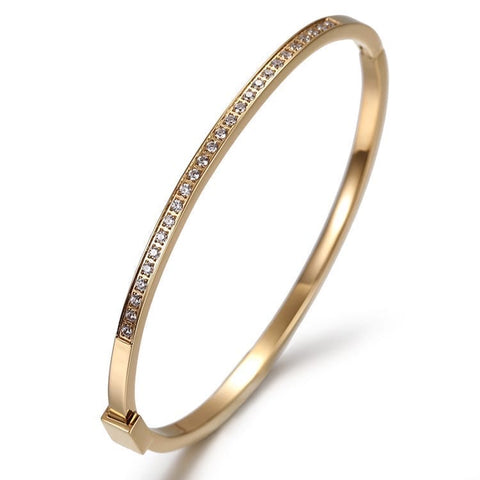 Waterproof Delicate Bangle 18K Gold and Diamondettes