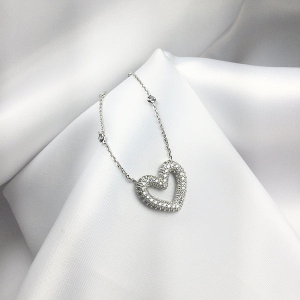 Delicate Choker Necklace White Rhodium Diamondettes