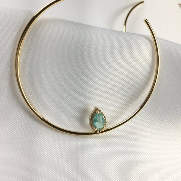 Acqua Fusion stone Hoop Earring 18k Gold Plated