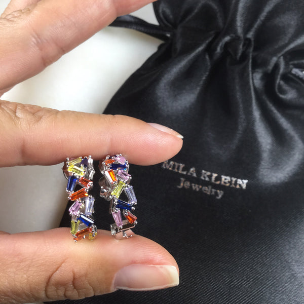 Hoop Earring multicolor zirconia rhodium