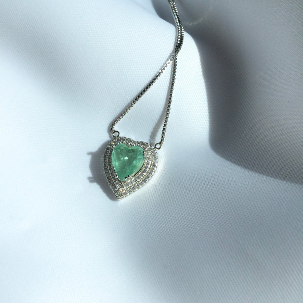 Greenery Heart Necklace and Diamondettes