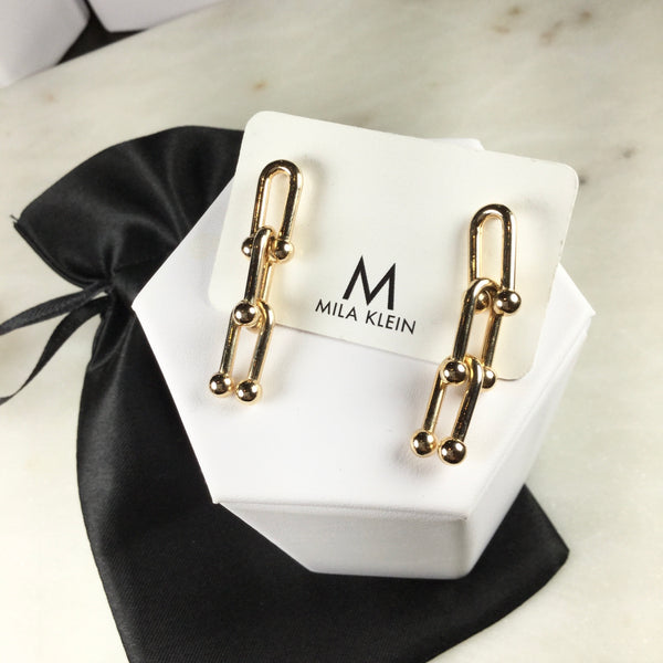 Chain Link Earrings 18k Gold Plated Famous Brand inspired