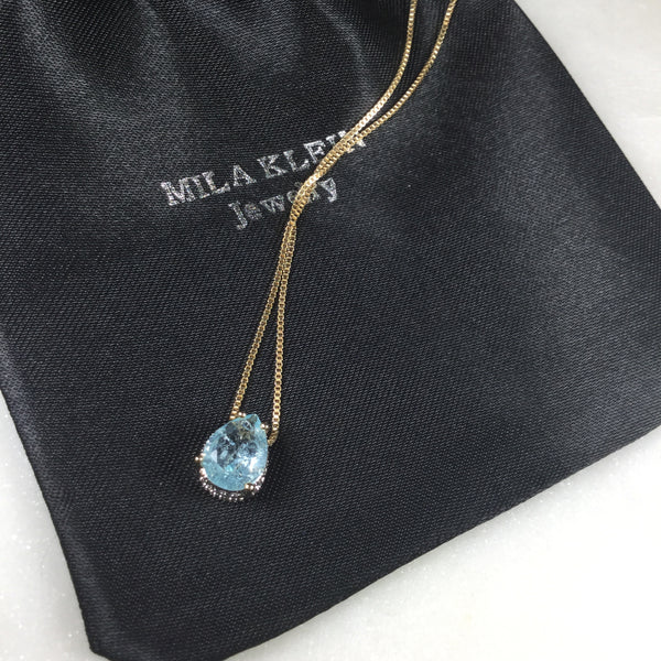 Small Drop Necklace Sky Blue 18k Gold Plated