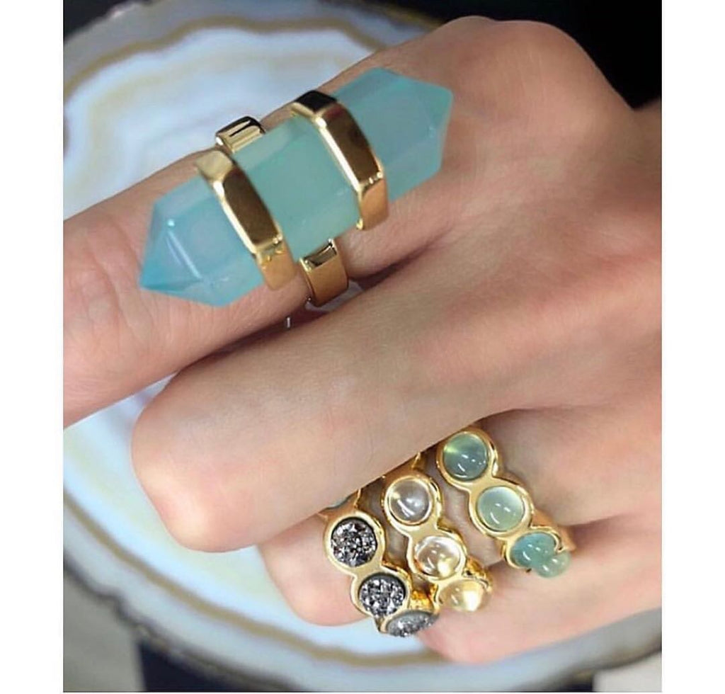 Blue Agate Ring 18k Gold - Mila Klein