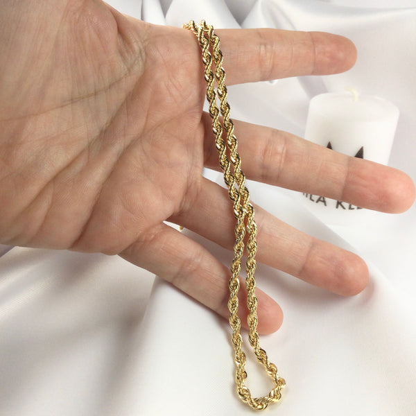 Rope Twist Chain Choker Necklace 18k Gold Plated