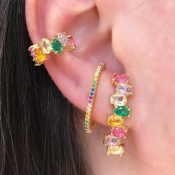 Ear Hook earring 18k Gold plated Rainbow