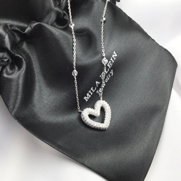 Delicate Choker Necklace White Rhodium Diamondettes