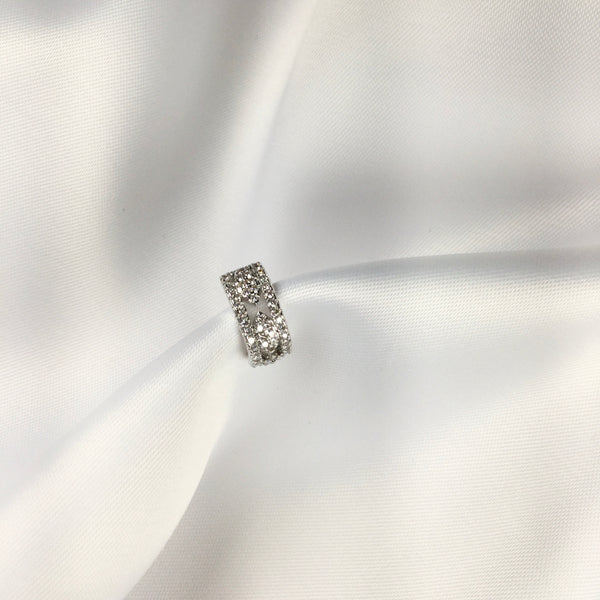 White Rhodium Ear Cuff Delicate  micro zirconia