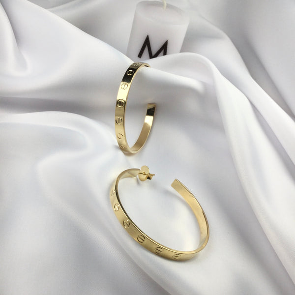 Famous Brand Inspired Hoop Earrings 2”inch 18k Gold Plated