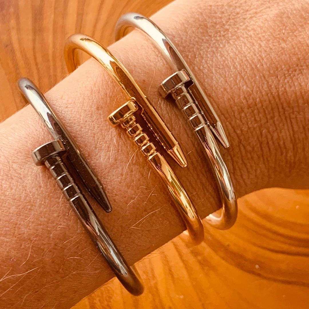 Famous Brand Inspired 18k Gold Nail Bracelet – Mila Klein