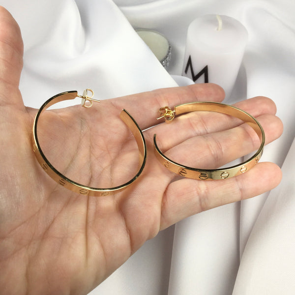 Famous Brand Inspired Hoop Earrings 2”inch 18k Gold Plated