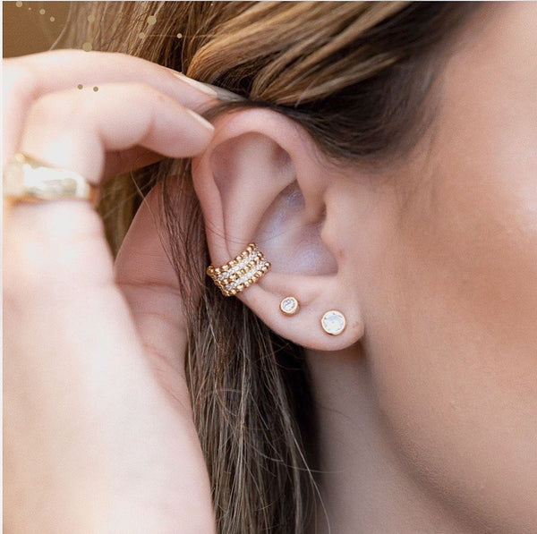 Fancy Clip on Ear Cuff Spheres and cz 18k Gold Plated