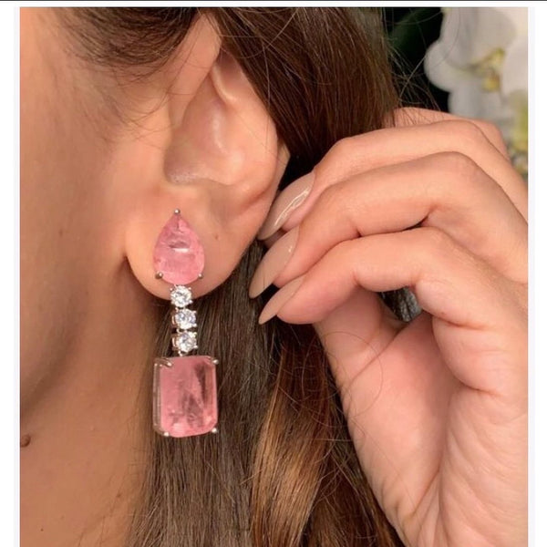 Fancy Earrings Pink Quartz Fusion