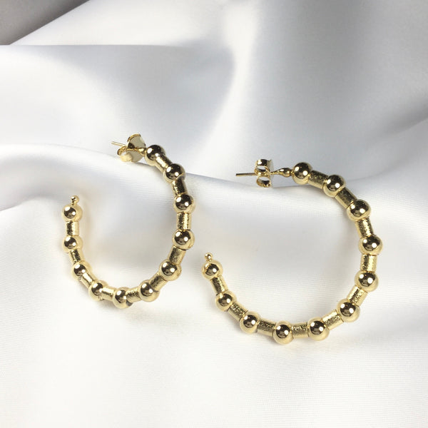 Spheres hoop Earrings 18K gold plated 1,75” inch