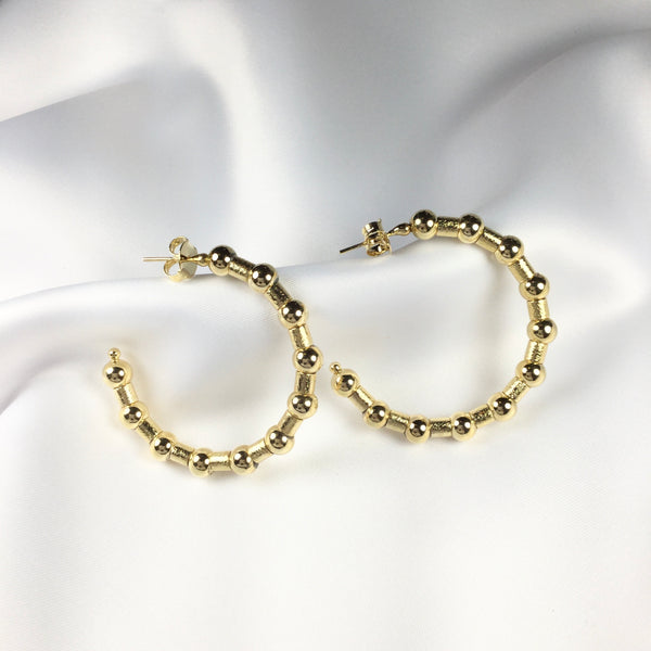 Spheres hoop Earrings 18K gold plated 1,75” inch