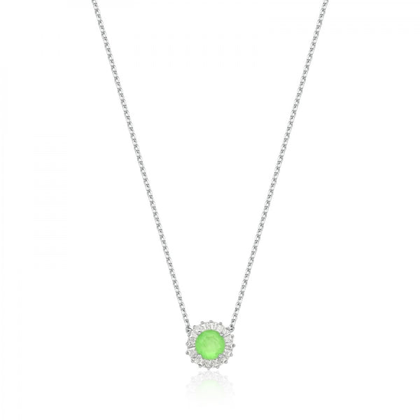 Necklace circle green glow fusion and baguettes