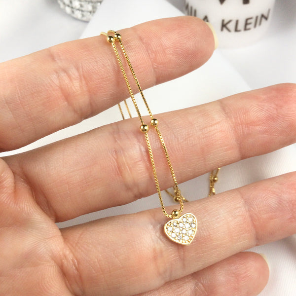 Delicate Heart Necklace and Diamondette