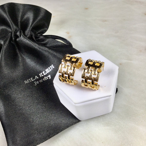 Link Hoop Earrings 18K Gold Plated
