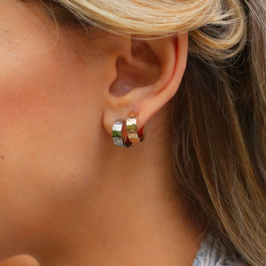 Small screw Hoop Earrings 18K Gold Plated