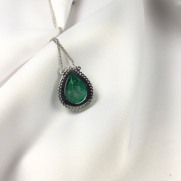 Drop Shape Emerald Necklace cz