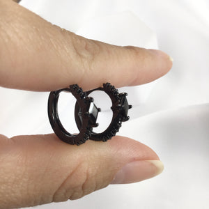 Hoop Earrings Black Rhodium zirconia and diamondettes 0,75”