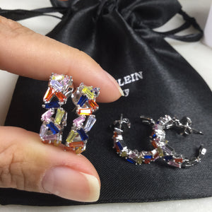 Hoop Earring multicolor zirconia rhodium