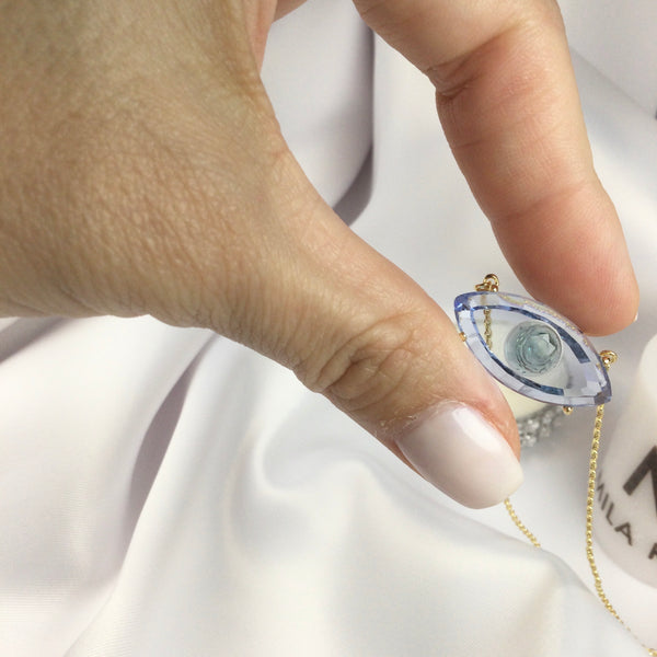 Fancy Evil Eye Necklace Blue 18k Gold Plated