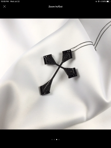 SET Statement Black Cross Necklace Earrings Black Rhodium