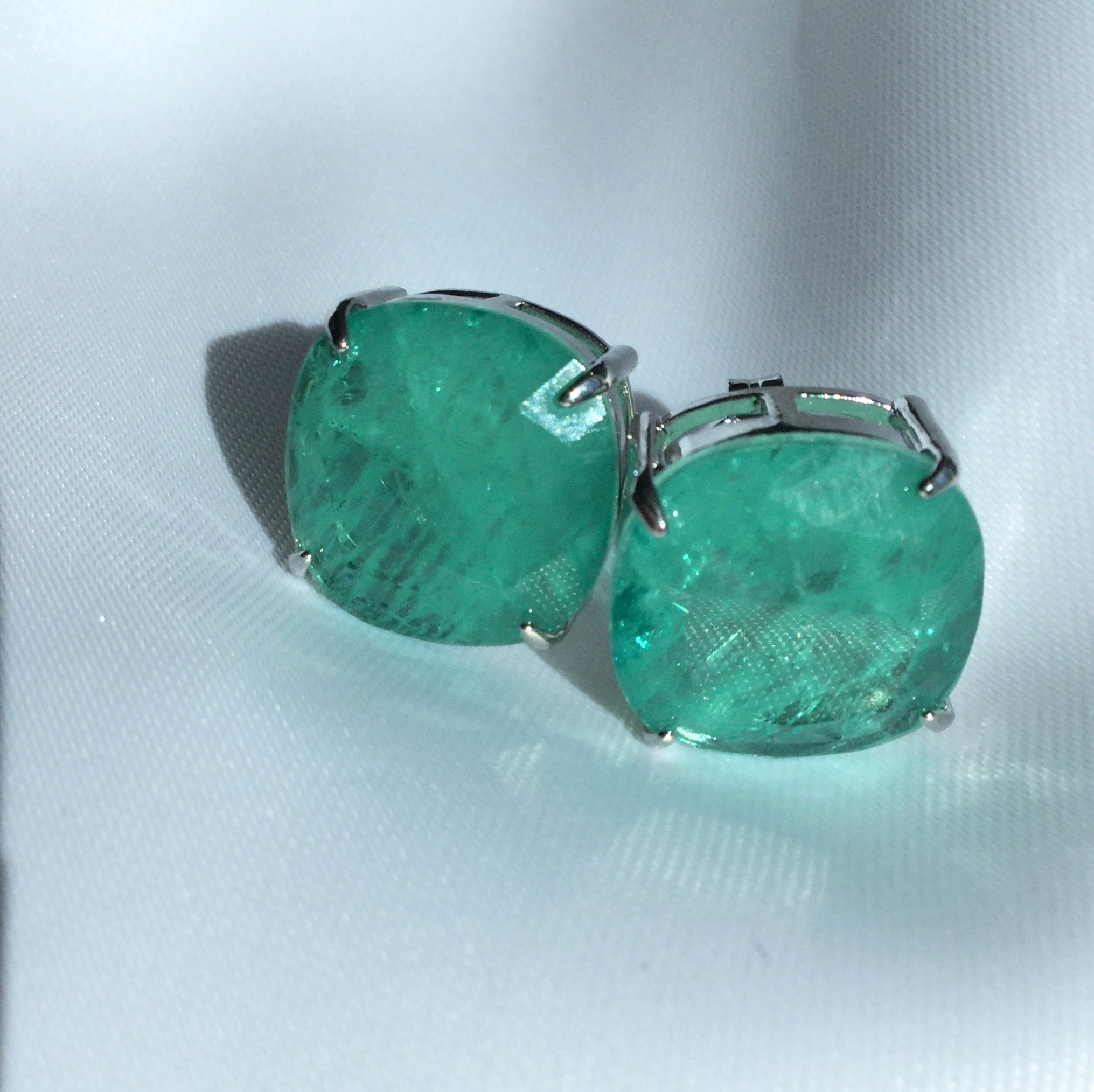 Luxury Square Stud Earrings Colombian Emerald