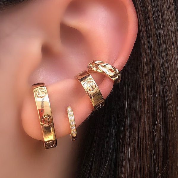 Screw Famous Brand Inspired One Side Ear Cuff 18k Gold plated