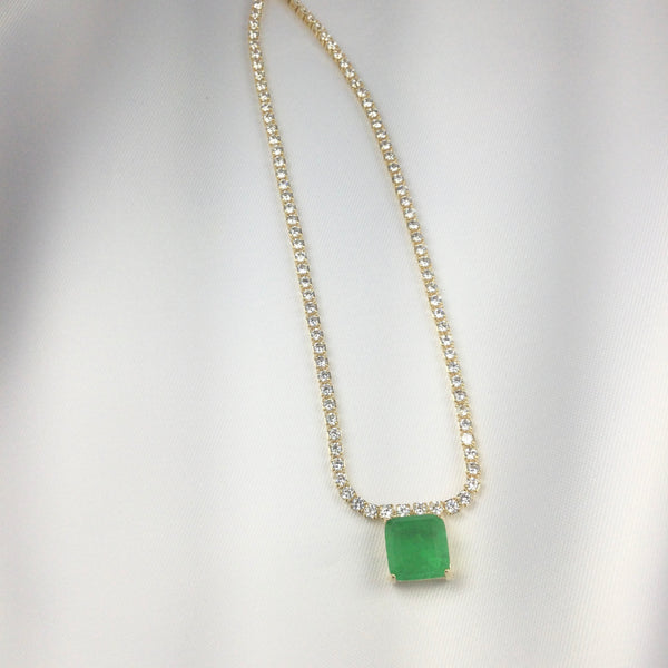 Delicate Riviera Square Shaped Emerald 18k Gold Filled