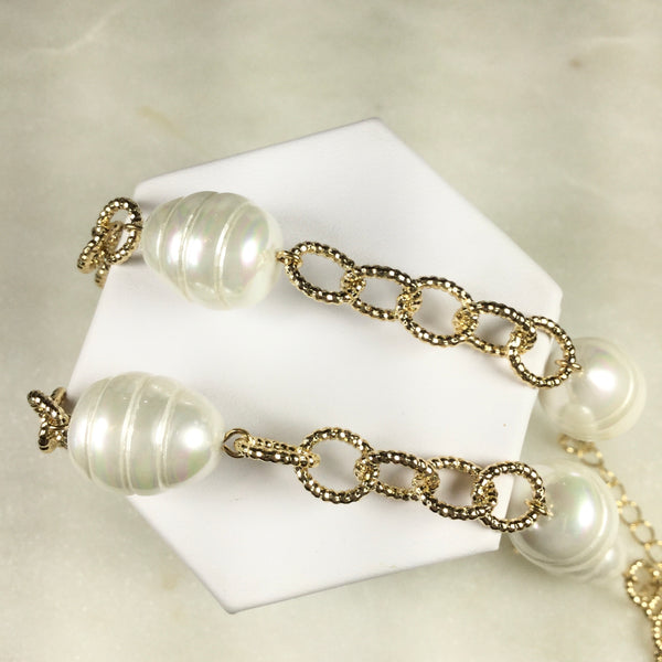 Elegant Baroque Freshwater Pearl Necklace 18K Gold Plated