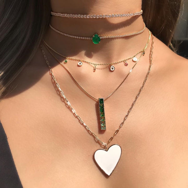 Necklace Green Ombré 18k Gold Plated