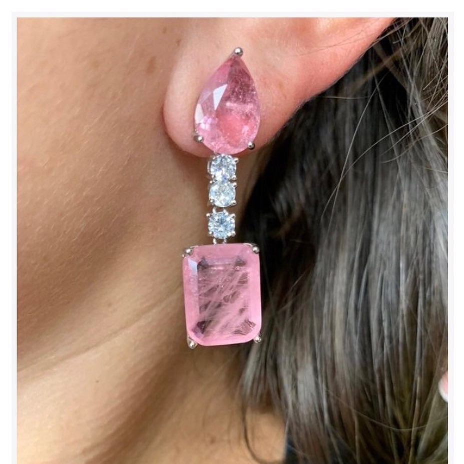 Fancy Earrings Pink Quartz Fusion