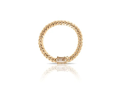 Waterproof Miami Cuban Link Bracelet with Iced Out Closure