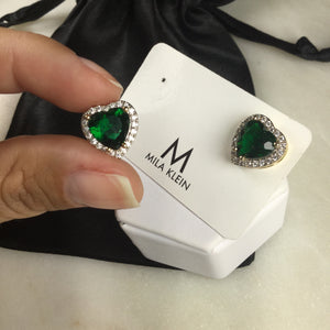 Emerald fusion Heart Earring 18k Gold Plated